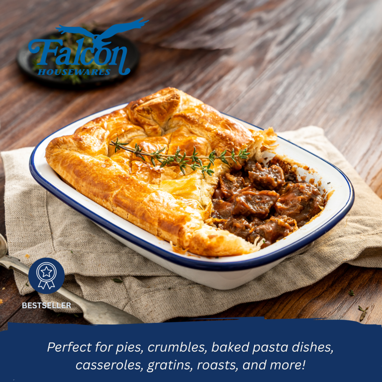 Falcon Oblong Pie Dish - Traditional White 24cm x 18cm x 5.5D