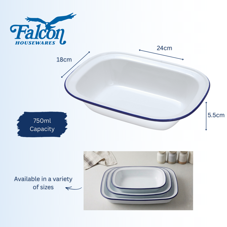 Falcon Oblong Pie Dish - Traditional White 24cm x 18cm x 5.5D
