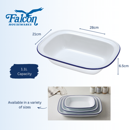 Falcon Oblong Pie Dish - Traditional White 28cm x 21cm x 6.5D