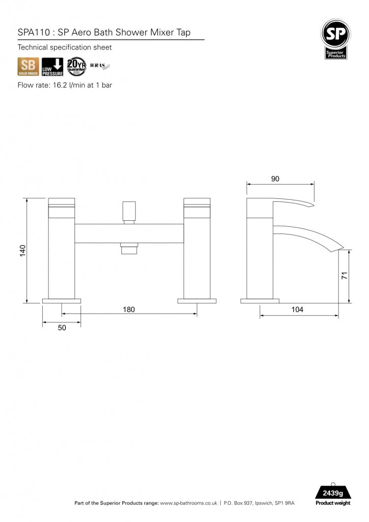 SP Aero Bath Shower Mixer Tap