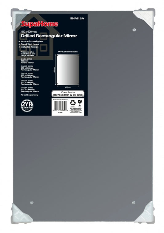 Drilled Rectangular Mirror