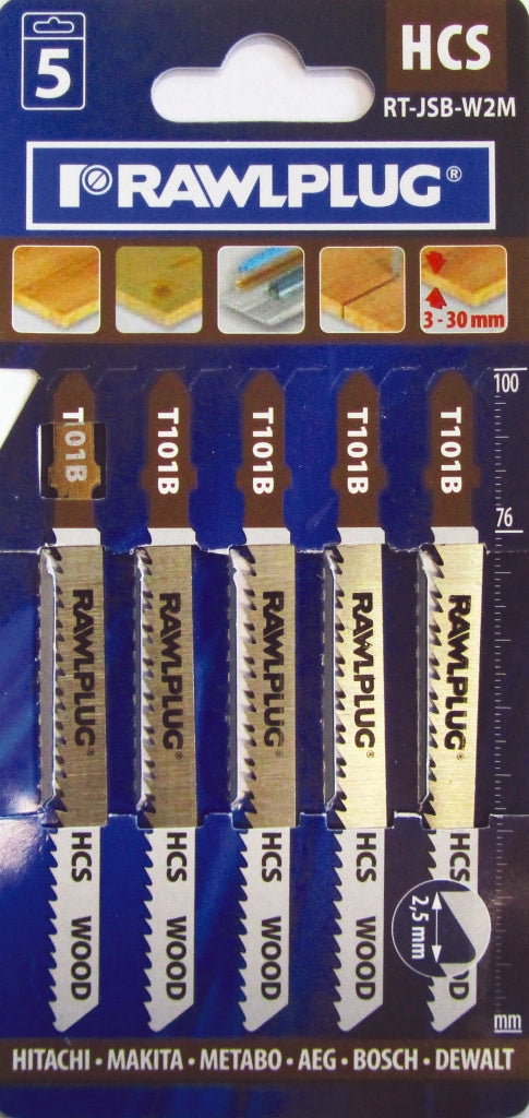 Rawlplug Jigsaw Blades For Wood Medium Pack 5