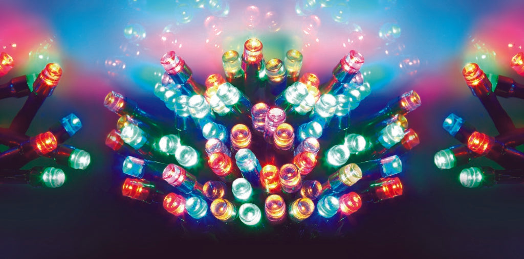 Premier 100 LED Multi Action Battery Operated TIMELIGHTS™ Multi/Green Cable