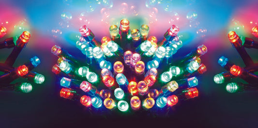 Premier 100 LED Multi Action Battery Operated TIMELIGHTS™ Multi/Green Cable