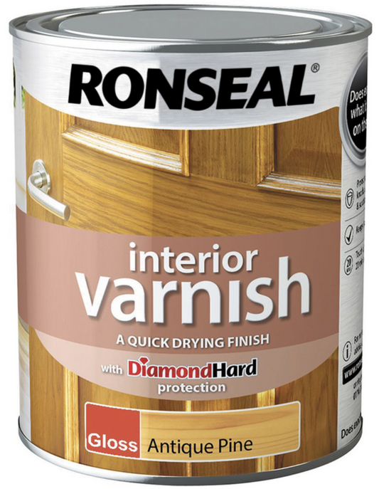 Ronseal Interior Varnish Gloss 750ml Antique Pine
