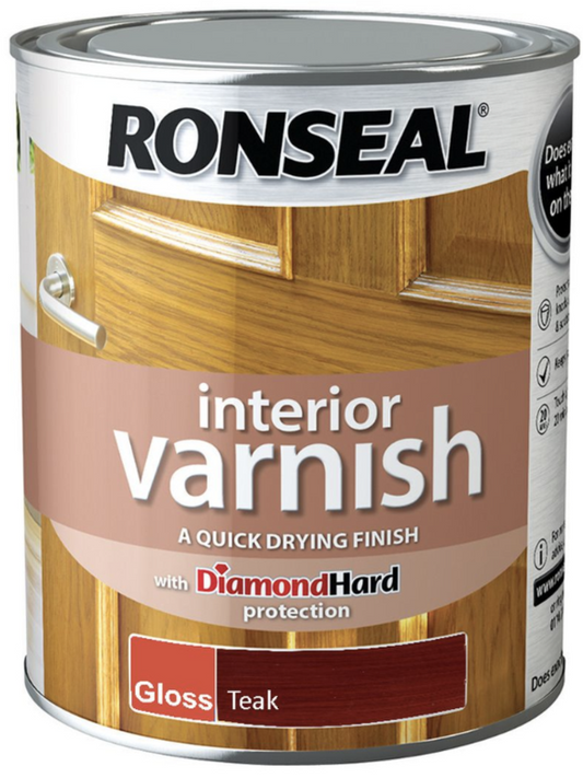 Ronseal Interior Varnish Gloss 750ml Teak