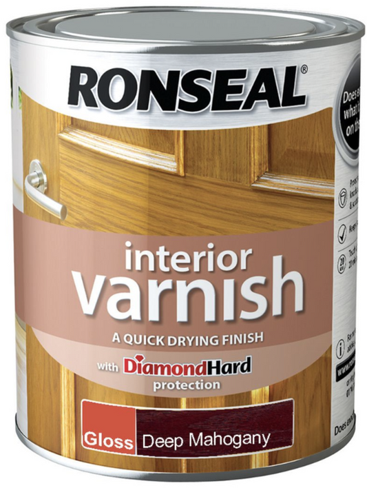 Ronseal Interior Varnish Gloss 750ml Deep Mahogany