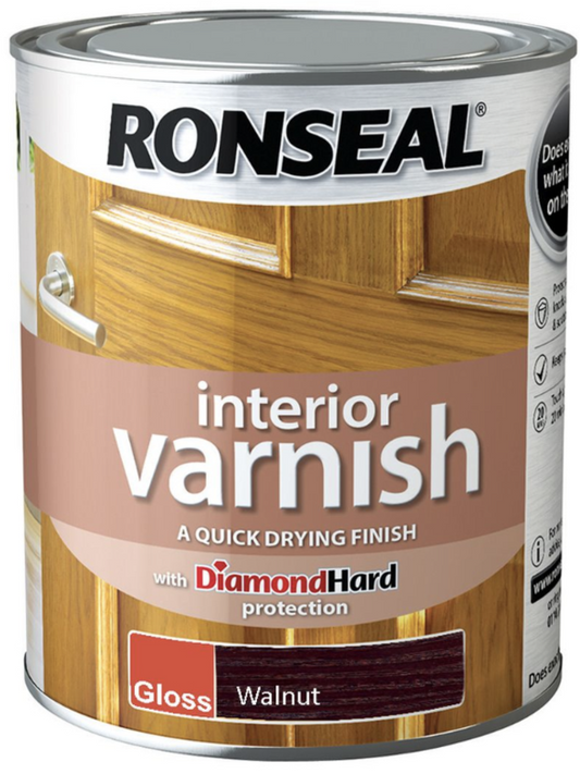Ronseal Interior Varnish Gloss 750ml Walnut