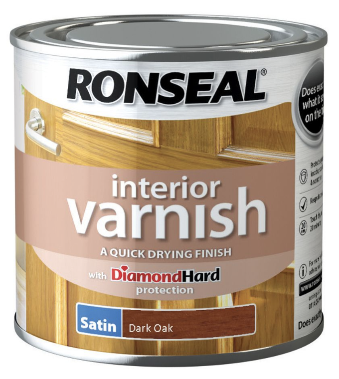 Ronseal Interior Varnish Satin 250ml Dark Oak