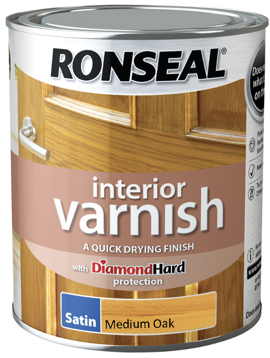 Ronseal Interior Varnish Satin 750ml Medium Oak