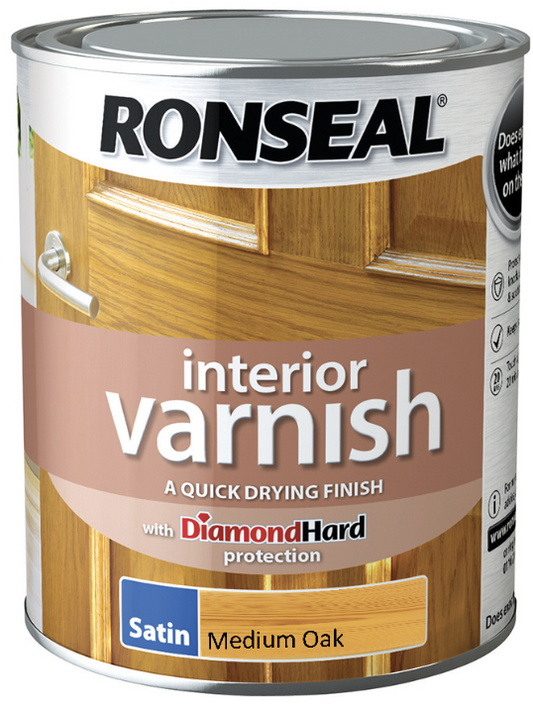 Ronseal Interior Varnish Satin 750ml Medium Oak
