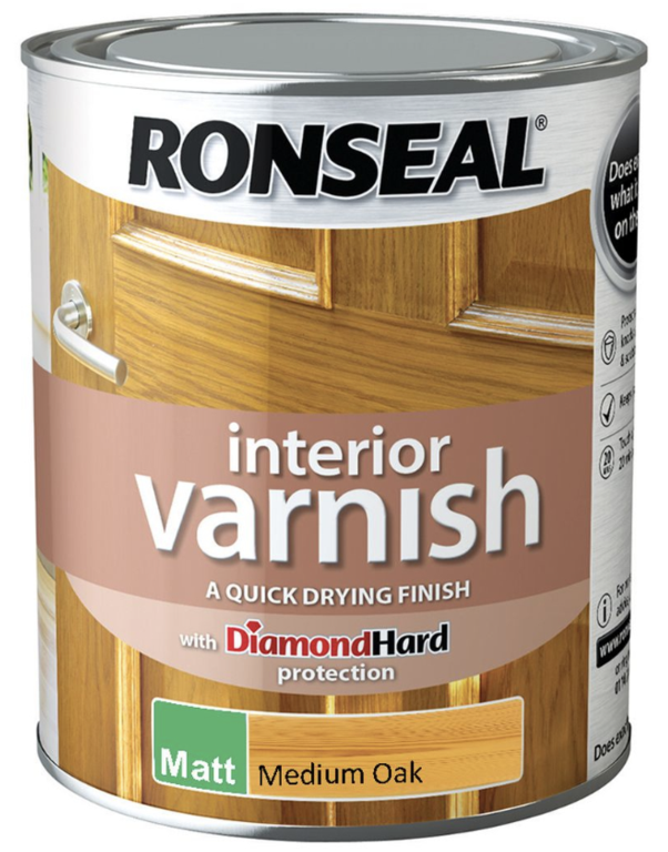Ronseal Interior Varnish Matt 750ml Medium Oak