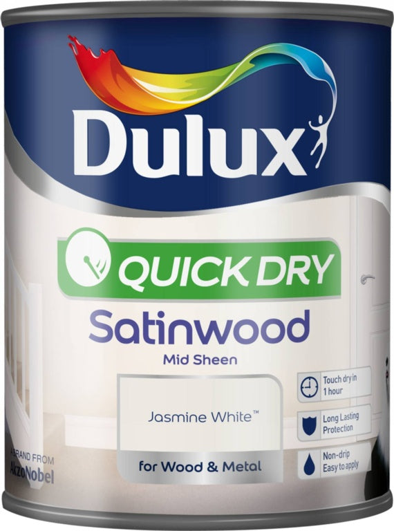 Dulux Quick Dry Satinwood 750ml Jasmine White