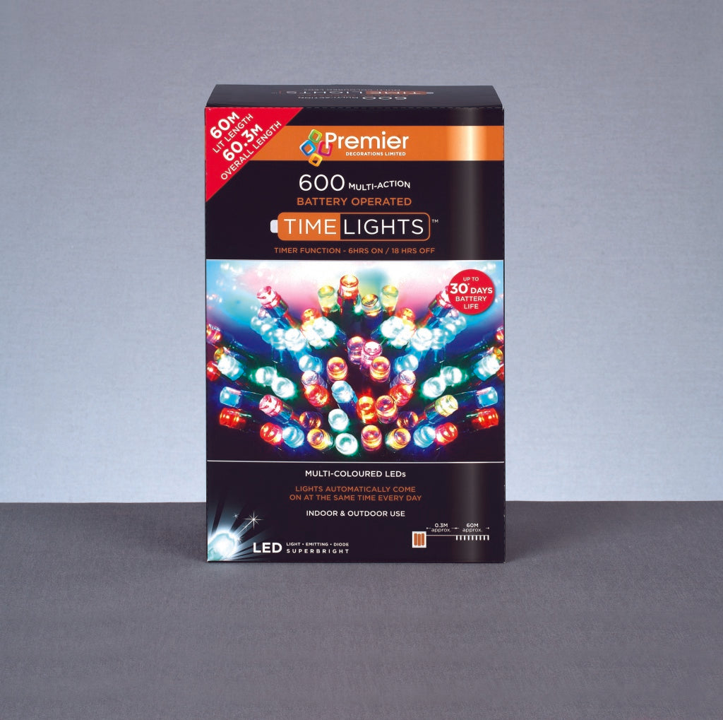 Premier 600 LED Multi Action Battery Operated TIMELIGHTS™ White/Green