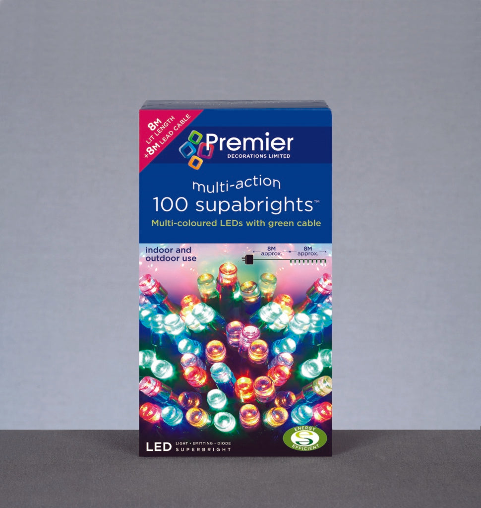 Premier 100 LED Multi Action Supabrights With Timer Multi /Green