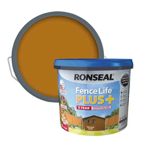 Ronseal Fence Life Plus 9L Harvest Gold