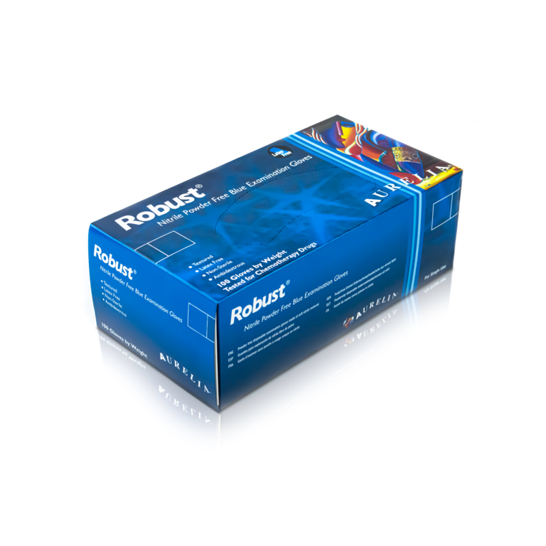 Aurelia Robust Nitrile Powder Free Blue Disposable Gloves XLarge - Pack 100