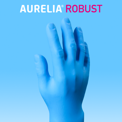 Aurelia Robust Nitrile Powder Free Blue Disposable Gloves