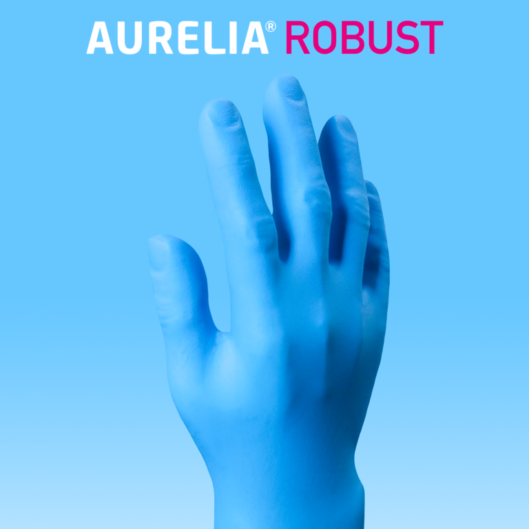 Aurelia Robust Nitrile Powder Free Blue Disposable Gloves