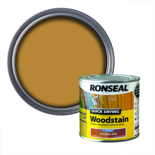 Ronseal Quick Drying Woodstain Satin 250ml Natural Oak