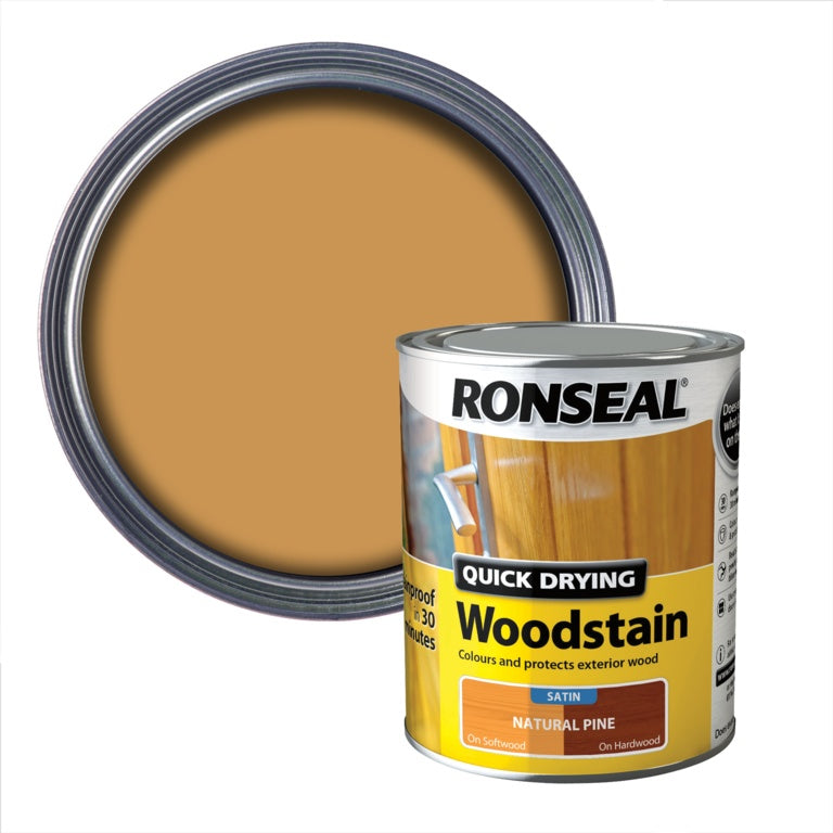 Ronseal Quick Drying Woodstain Satin 750ml Natural Pine