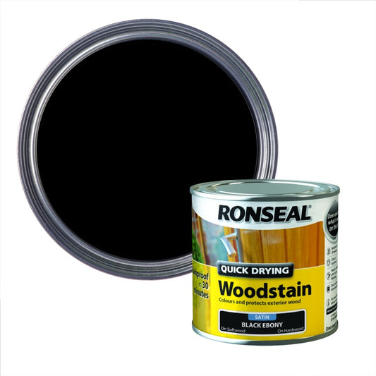 Ronseal Quick Drying Woodstain Satin 250ml Black Ebony