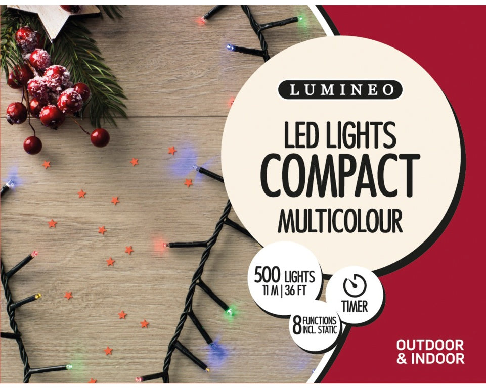 Lumineo 500 LED Compact Twinkle Lights Multi/Green