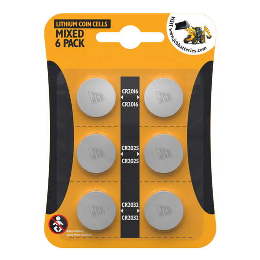 JCB Lithium 6 Pack Coin Cell 2 Each Of CR2032, 2025 and 2016