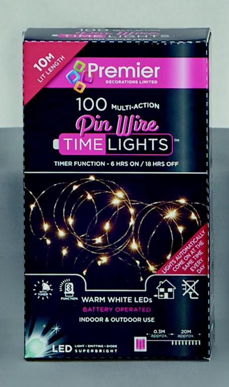 Premier 100 LED Multi Action Battery Operated Microbrights Warm White/Green