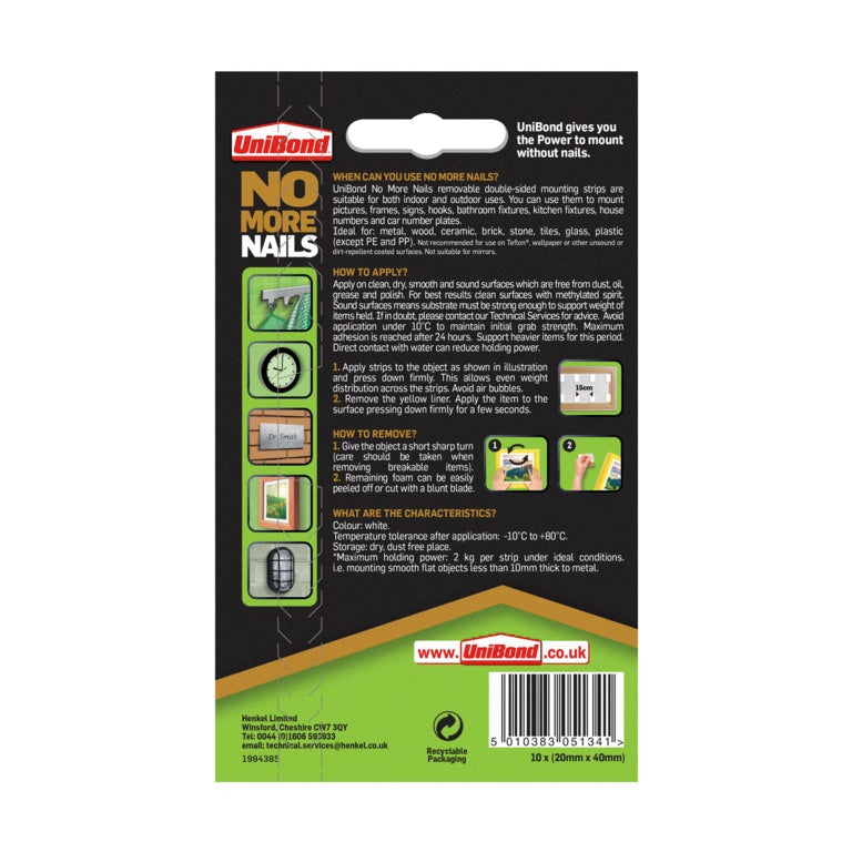 UniBond No More Nails Removeable strips