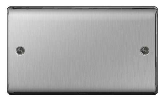BG Brushed Steel Blank Plate 2 Gang