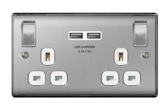 13a 2 Gang Switch Socket & USB