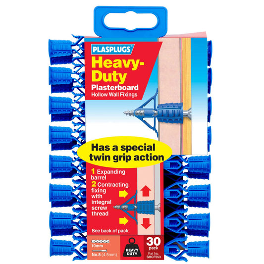 Plasplugs Heavy Duty Plasterboard Fixings 30 Pack