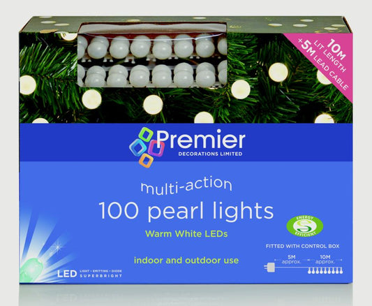 Premier 100 Multi Action Pearl Lights Warm White LEDs