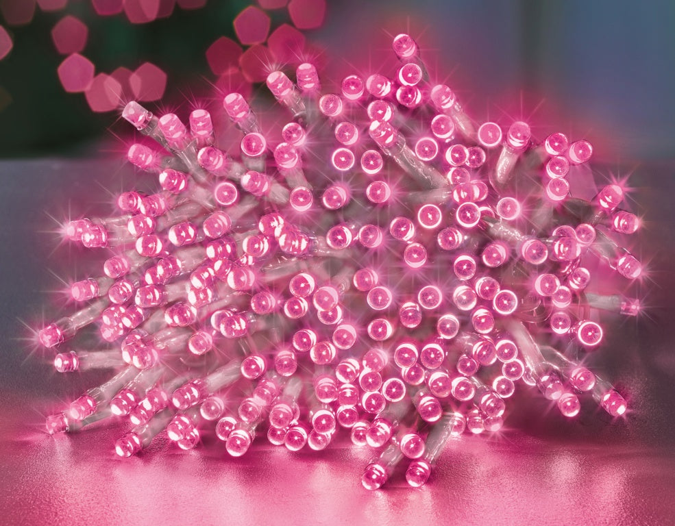 Premier 200 LED Multi Action Supabrights With Timer Pink/ Clear Cable