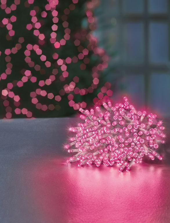 Premier 200 LED Multi Action Supabrights With Timer Pink/ Clear Cable