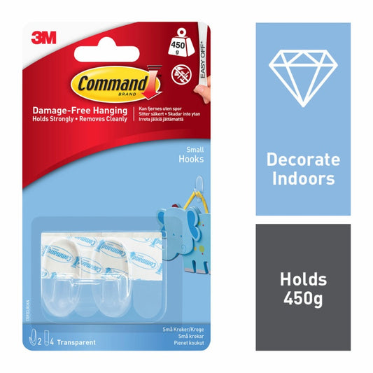 Commandâ„¢ Small Clear Hooks with Clear Strips