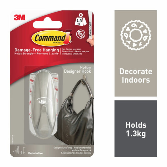 Commandâ„¢ Medium Brushed Nickel Designer Hook
