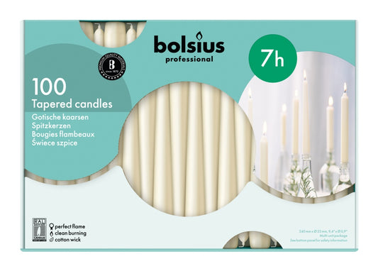 Bolsius Tapered Candles Box 100 Ivory