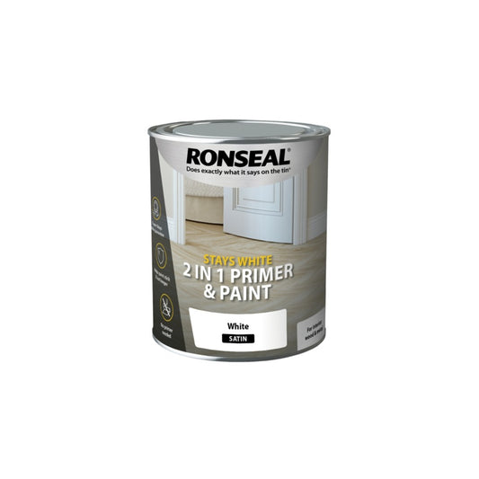 Ronseal Stays White 2in1 Primer & Paint 750ml White Satin