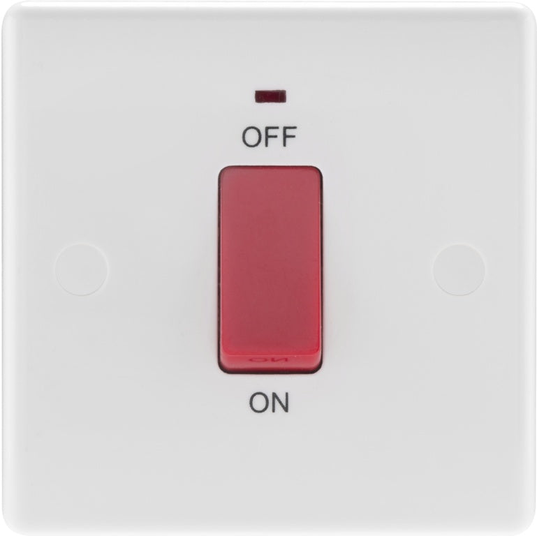 BG White Round Edge Single Plate WIth LED 45a