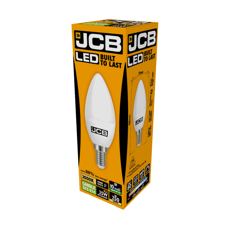 JCB LED Candle 250lm Opal 3w E14 3000k