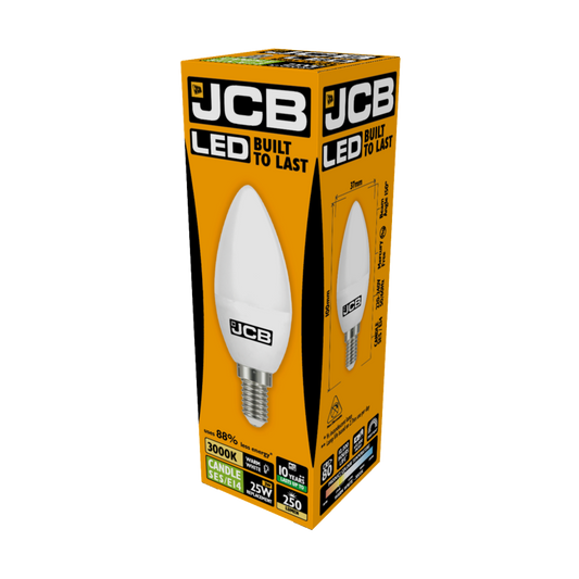 JCB LED Candle 250lm Opal 3w E14 3000k