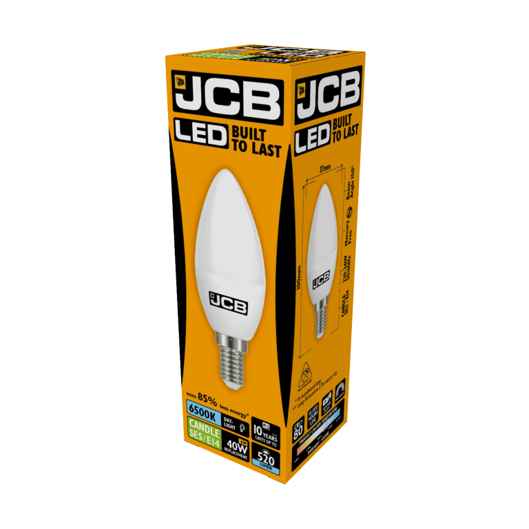 JCB LED Candle 470lm Opal 6w E14 6500k