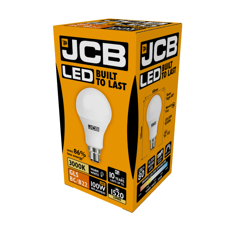 JCB LED A60 1520lm Opal 15w B22 3000k