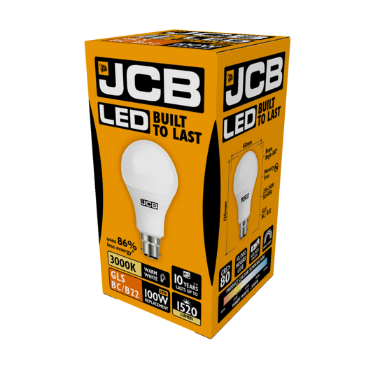 JCB LED A60 1520lm Opal 15w B22 3000k