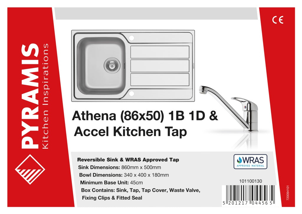 Pyramis Athena Stainless Steel Single Bowl Sink & Tap