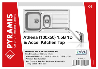 Pyramis Athena Stainless Steel 1.5 Bowl Sink & Tap