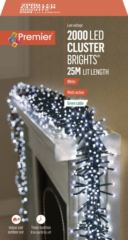 Premier 2000 LED Multi Action Cluster Brights With Timer White /Green Cable