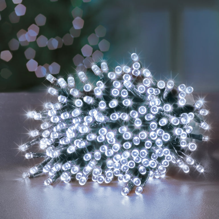 Premier 200 LED Multi Action Supabrights With Timer White/Green Cable